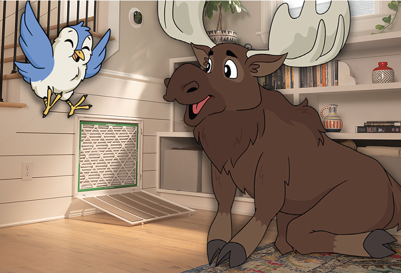 Illustration of what to do if animals break in: stay calm, evacuate quietly, and let them enjoy the fresh air