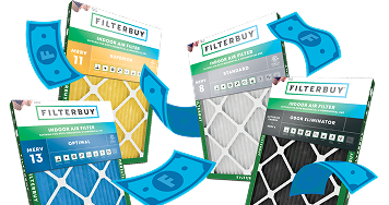 Filterbuy air filters scattered with loyalty reward icons